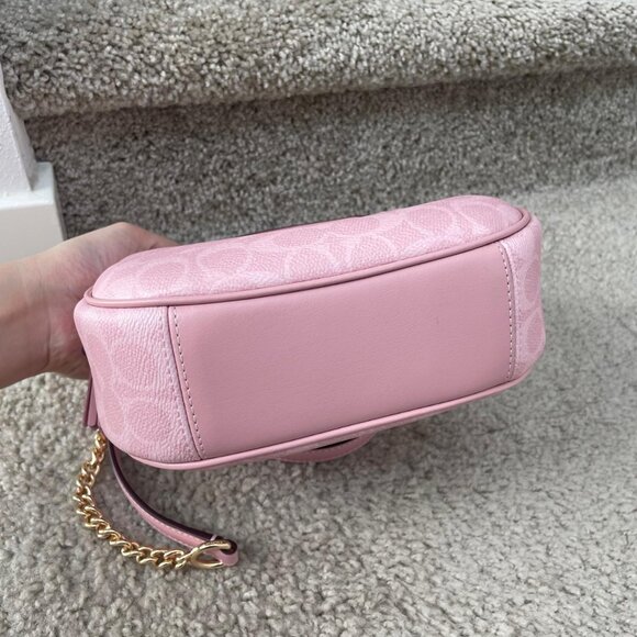 Coach Carmen Mini Crossbody Bag In Signature Canvas Powder Pink Purse CAM83 - Picture 4 of 5